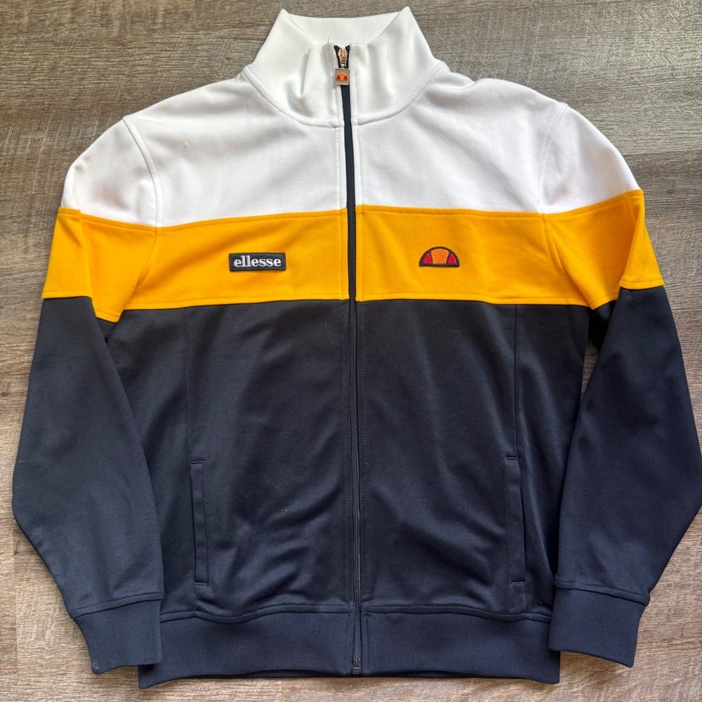 Ellesse Caprini Track Jacket Medium Regular Navy White Yellow Colorblock EM02980